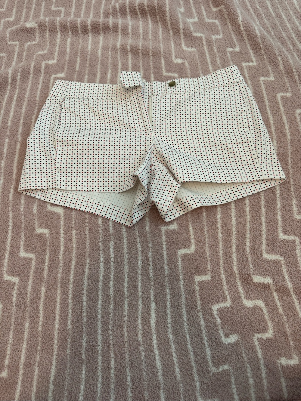J.Crew Red & Blue Polka Dot 3" Chino Shorts White